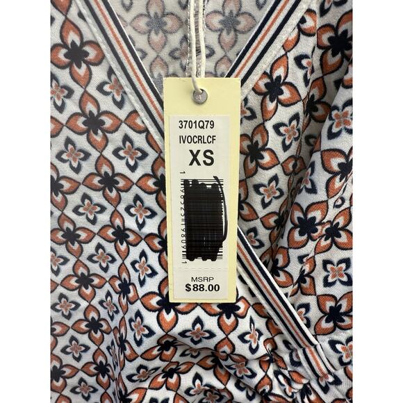 Max Studio Top Womens X-Small White Blouse Shirt Ruched Wrap Knit Career New - Picture 11 of 13